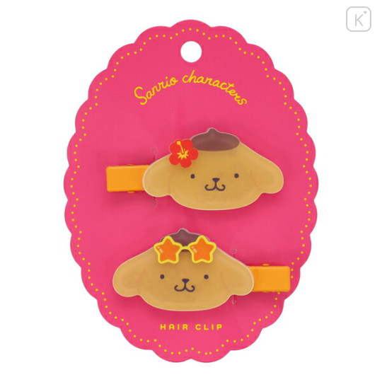 Japan Sanrio Hair Clip Set - Pompompurin : Sunburn - 1