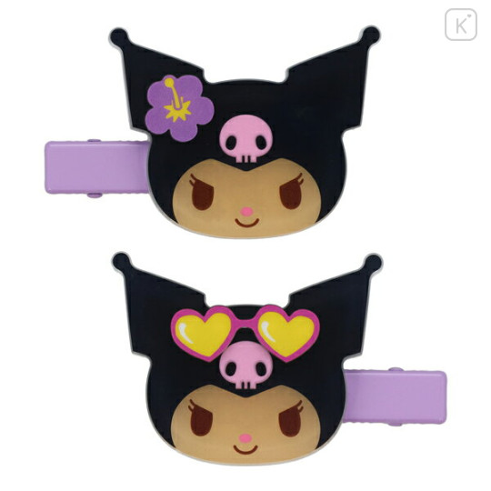 Japan Sanrio Hair Clip Set - Kuromi : Sunburn - 1