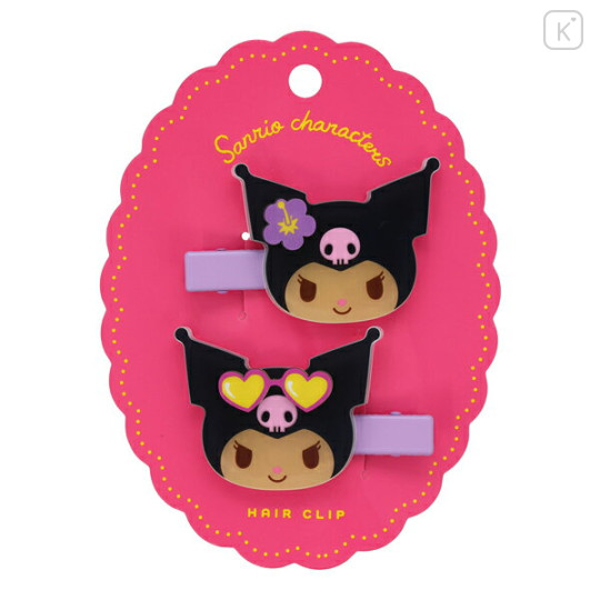 Japan Sanrio Hair Clip Set - Kuromi : Sunburn - 2