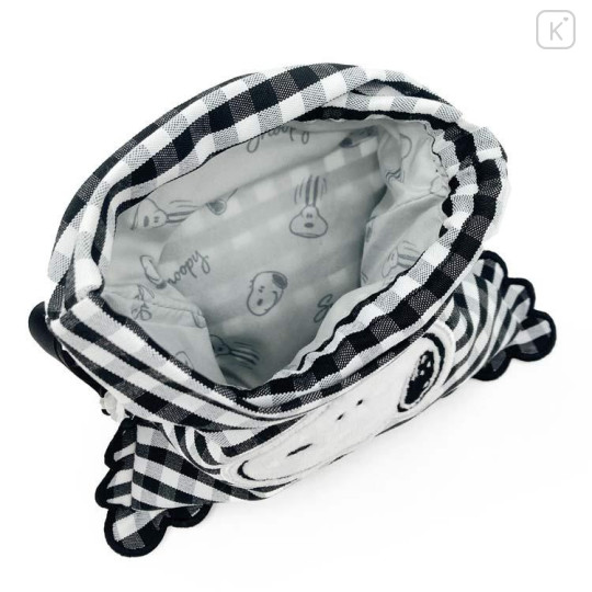 Japan Peanuts Drawstring Bag - Snoopy : Gingham Check Black - 4