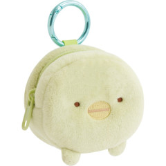 Japan San-X Mascot Mini Pouch with Carabiner - Sumikko Gurashi : Penguin? Fluffy Face