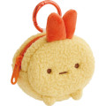 Japan San-X Mascot Mini Pouch with Carabiner - Sumikko Gurashi : Ebifurai no Shippo Fried Shrimp Tail Fluffy Face Daze - 1
