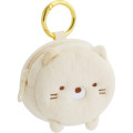 Japan San-X Mascot Mini Pouch with Carabiner - Sumikko Gurashi : Neko Fluffy Face - 1