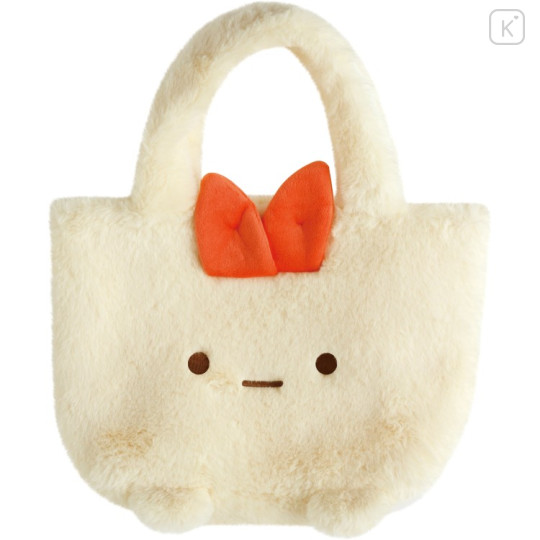 Japan San-X Fluffy Mini Tote Bag - Sumikko Gurashi : Ebifurai no Shippo Fried Shrimp Tail Face - 1