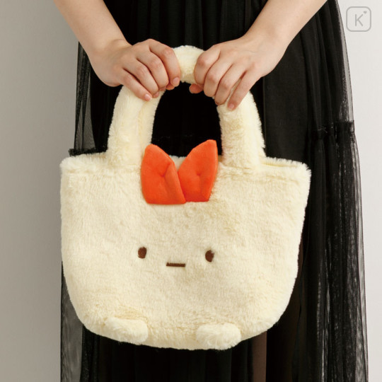 Japan San-X Fluffy Mini Tote Bag - Sumikko Gurashi : Ebifurai no Shippo Fried Shrimp Tail Face - 3