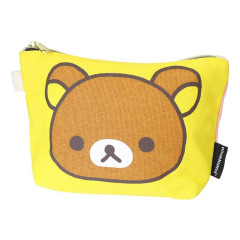 Japan San-X Canvas Cosmetic Pouch - Korilakkuma & Rilakkuma : Face Pink Yellow