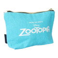 Japan Disney Canvas Cosmetic Pouch - Zootopia : Nick & Judy Face Blue - 2