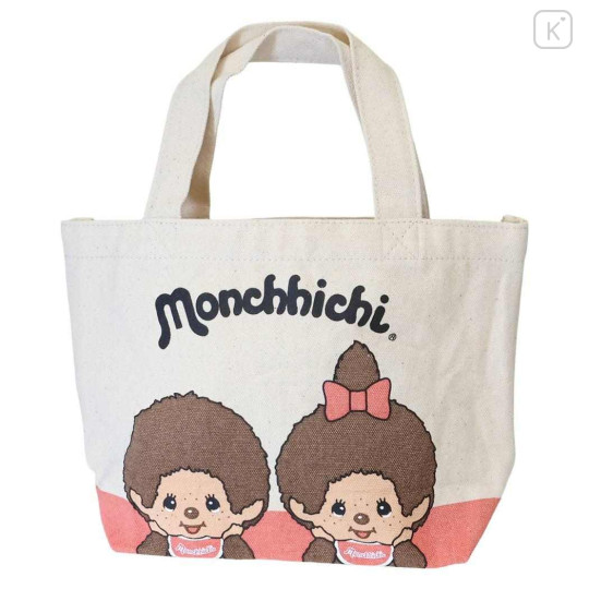 Japan Monchhichi Mini Tote Bag - Monchhichi-chan & Monchhichi-kun : Cherry Pink - 1