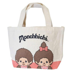 Japan Monchhichi Mini Tote Bag - Monchhichi-chan & Monchhichi-kun : Cherry Pink