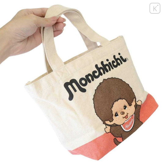 Japan Monchhichi Mini Tote Bag - Monchhichi-chan & Monchhichi-kun : Cherry Pink - 2