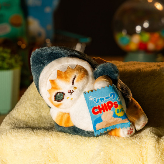 Japan Mofusand Mascot Holder - Lazy Potato Chip Shark Cat - 2