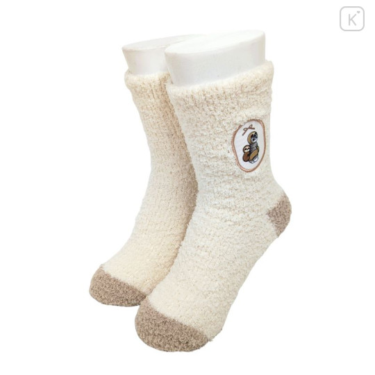 Japan Mofusand Marshmallow Crew Socks - Sloth Patch - 2