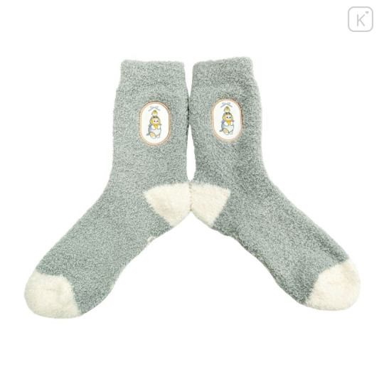 Japan Mofusand Marshmallow Crew Socks - Together with Birds Patch - 1