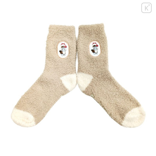 Japan Mofusand Marshmallow Crew Socks - Together with Wrist Mushroom Patch - 1