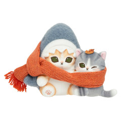 Japan Mofusand Plush Toy - Friendly Scarf Shark Cat & Chibi Cat