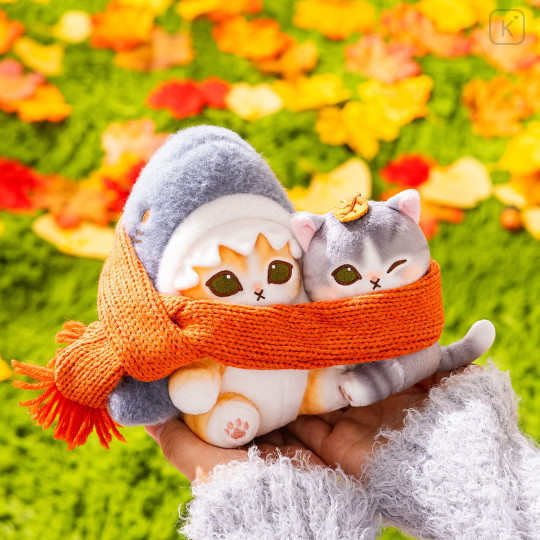 Japan Mofusand Plush Toy - Friendly Scarf Shark Cat & Chibi Cat - 3