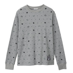 Japan Mofusand Waffle Long-Sleeve T-Shirt (M) - Polka Dot Pattern Gray