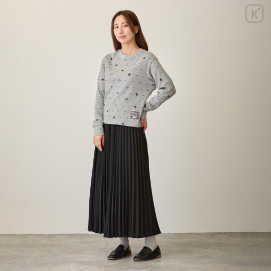 Japan Mofusand Waffle Long-Sleeve T-Shirt (M) - Polka Dot Pattern Gray - 4