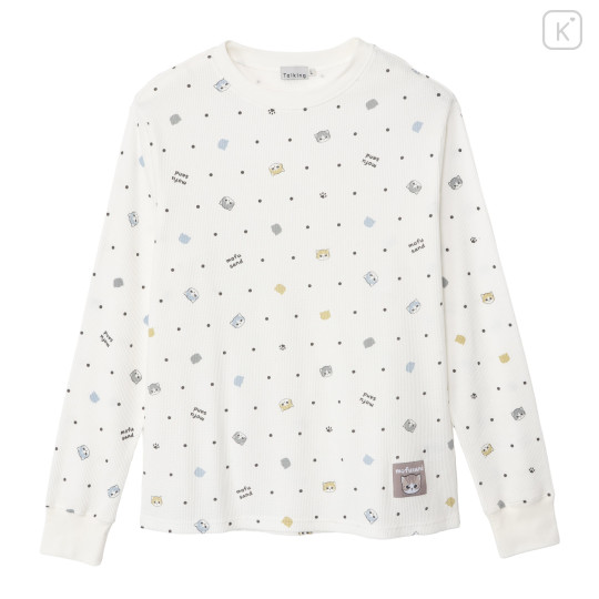 Japan Mofusand Waffle Long-Sleeve T-Shirt (L) - Polka Dot Pattern White - 8