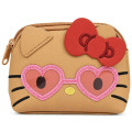 Japan Sanrio Mascot Cosmetic Pouch - Hello Kitty : Tan Swimsuit Party Heart Sunglasses - 1