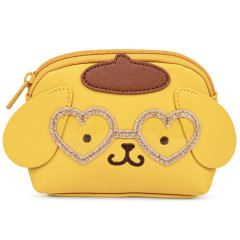 Japan Sanrio Mascot Cosmetic Pouch - Pompompurin : Tan Sunburned Heart Sunglasses