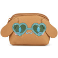 Japan Sanrio Mascot Cosmetic Pouch - Cinnamoroll : Tan Sunburned Heart Sunglasses - 1