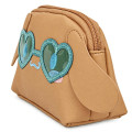 Japan Sanrio Mascot Cosmetic Pouch - Cinnamoroll : Tan Sunburned Heart Sunglasses - 2