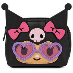 Japan Sanrio Mascot Cosmetic Pouch - Kuromi : Tan Sunburned Heart Sunglasses