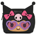 Japan Sanrio Mascot Cosmetic Pouch - Kuromi : Tan Sunburned Heart Sunglasses - 1