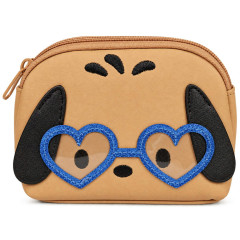 Japan Sanrio Mascot Cosmetic Pouch - Pochacco : Tan Sunburned Heart Sunglasses