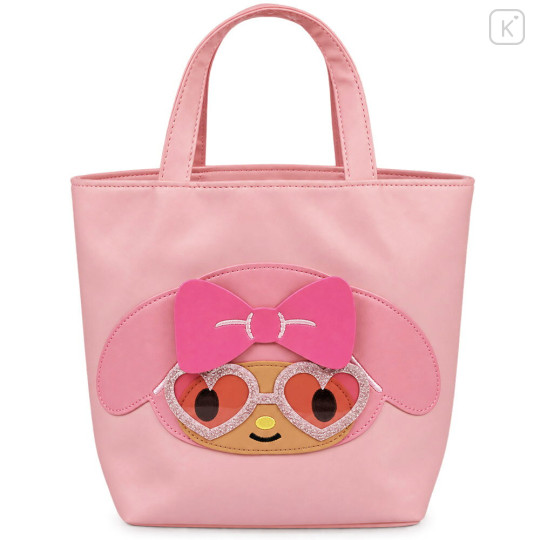 Japan Sanrio Mini Tote Bag - My Melody : Tan Sunburned Heart Sunglasses Pink - 1