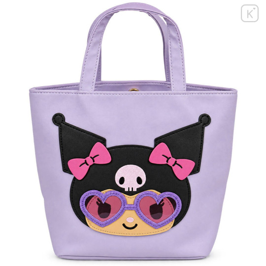 Japan Sanrio Mini Tote Bag - Kuromi : Tan Sunburned Heart Sunglasses - 1