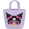 Japan Sanrio Mini Tote Bag - Kuromi : Tan Sunburned Heart Sunglasses - 1