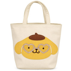 Japan Sanrio Mini Tote Bag - Pompompurin : Tan Sunburned Heart Sunglasses
