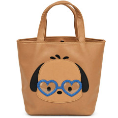 Japan Sanrio Mini Tote Bag - Pochacco : Tan Sunburned Heart Sunglasses