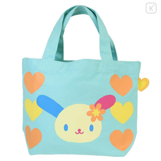 Japan Sanrio Mini Tote Bag - Usahana : Face Smile Turquoise Blue - 1