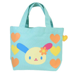 Japan Sanrio Mini Tote Bag - Usahana : Face Smile Turquoise Blue