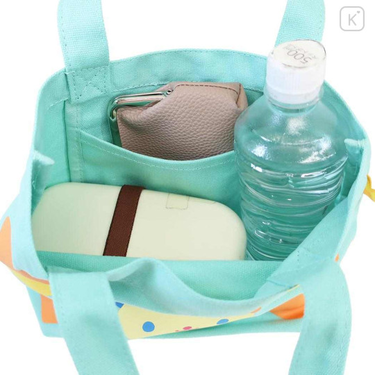 Japan Sanrio Mini Tote Bag - Usahana : Face Smile Turquoise Blue - 3