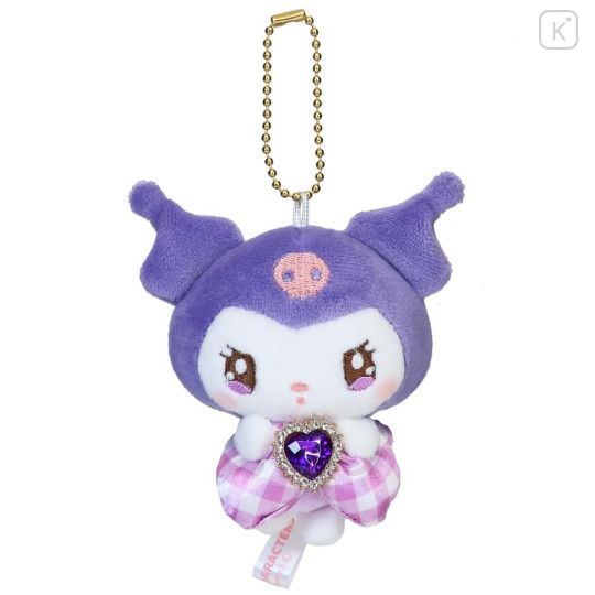 Japan Sanrio Petit Mini Mascot Holder - Kuromi : Sparkly Ribbon Twinkle Eyes - 1