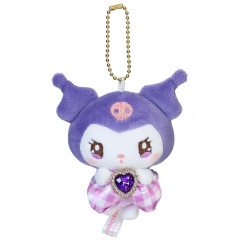 Japan Sanrio Petit Mini Mascot Holder - Kuromi : Sparkly Ribbon Twinkle Eyes