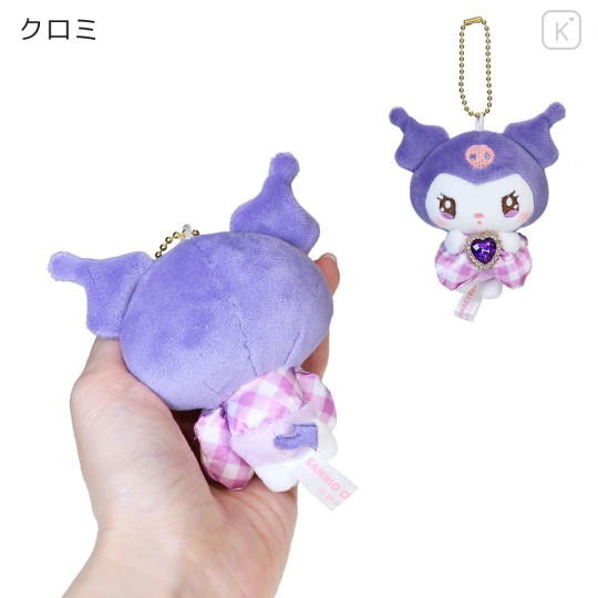 Japan Sanrio Petit Mini Mascot Holder - Kuromi : Sparkly Ribbon Twinkle Eyes - 2
