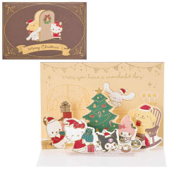 Japan Sanrio 3D Greeting Card - Characters Christmas Party Together