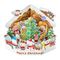 Japan Sanrio 3D Greeting Card - Hapidanbui Boys & Characters Christmas Tree & Light & Snowman in Front of the House - 2