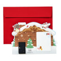 Japan Sanrio 3D Greeting Card - Hapidanbui Boys & Characters Christmas Tree & Light & Snowman in Front of the House - 5