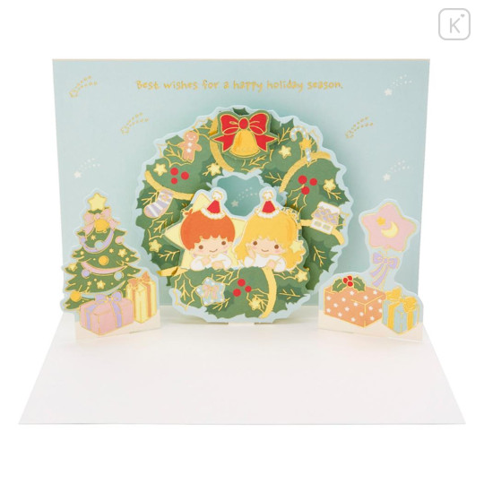 Japan Sanrio 3D Greeting Card - Little Twin Stars : Christmas Wreath - 3