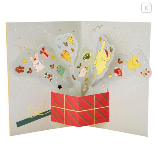 Japan Sanrio 3D Greeting Card - Pompompurin : Christmas Pops Out of Present Box - 3