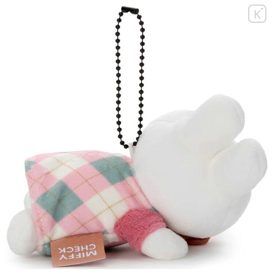 Japan Miffy Mascot Holder - Miffy Check Sleeping Friend Pink - 2