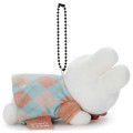 Japan Miffy Mascot Holder - Miffy Check Sleeping Friend Blue - 2