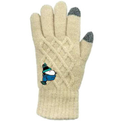 Japan Peanuts Embroidery Smartphone Compatible Gloves - Snoopy : Winter Beige