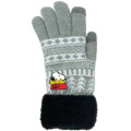 Japan Peanuts Embroidery Smartphone Compatible Gloves - Snoopy & Woodstock : Winter Grey - 1